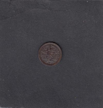 Beschrijving: 1/2 Cent WILHELMINA 